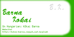 barna kokai business card